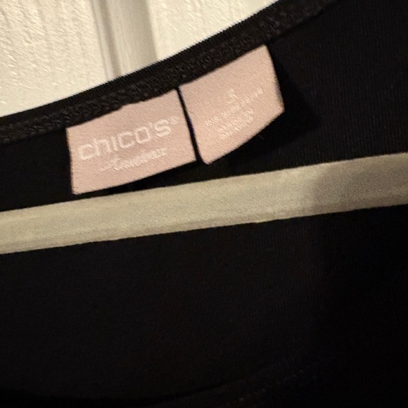 Chicos Black Travelers asymmetric hem dress with bonus necklace.  Size 3 - Picture 3 of 8